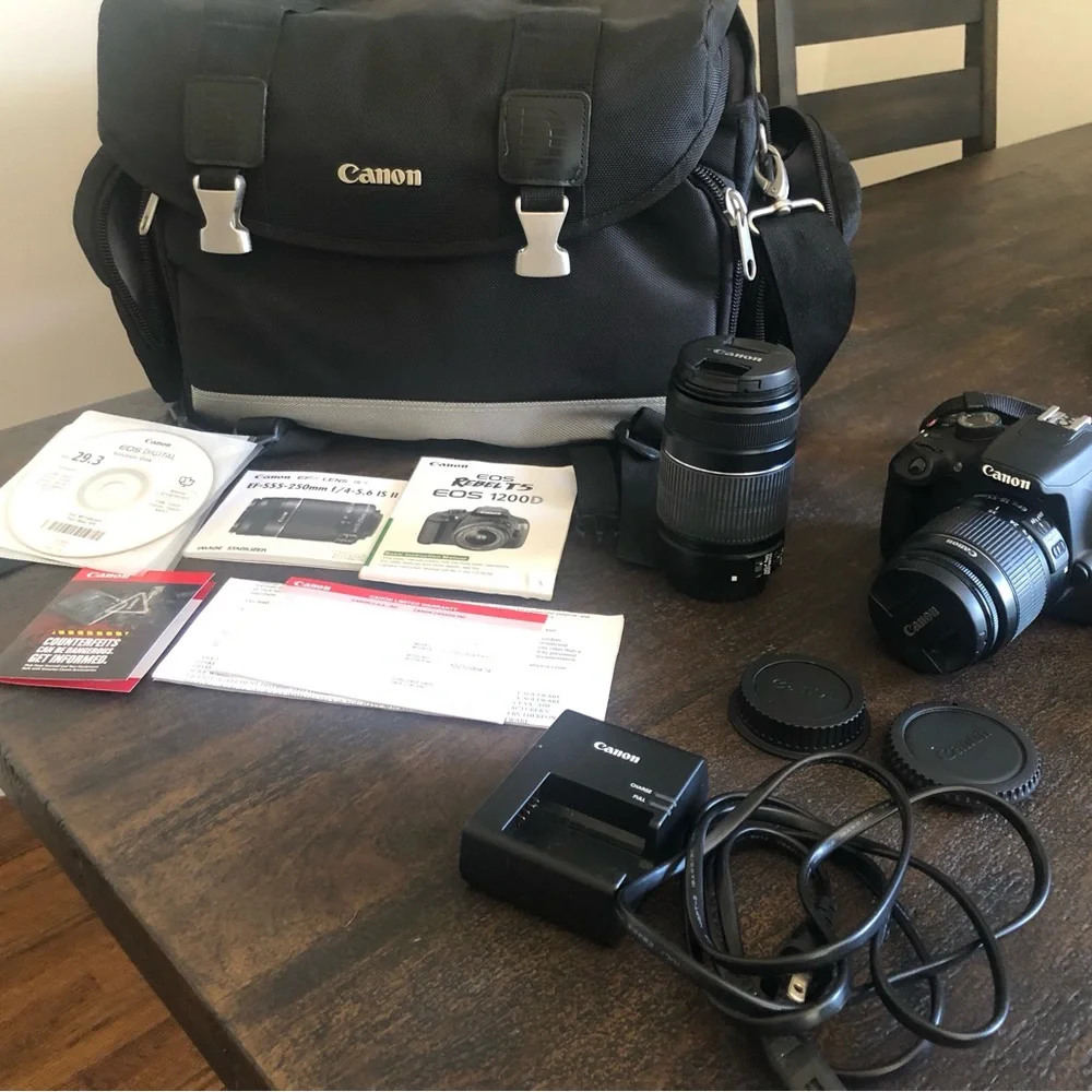 Canon EOS Rebel T5 with accessories